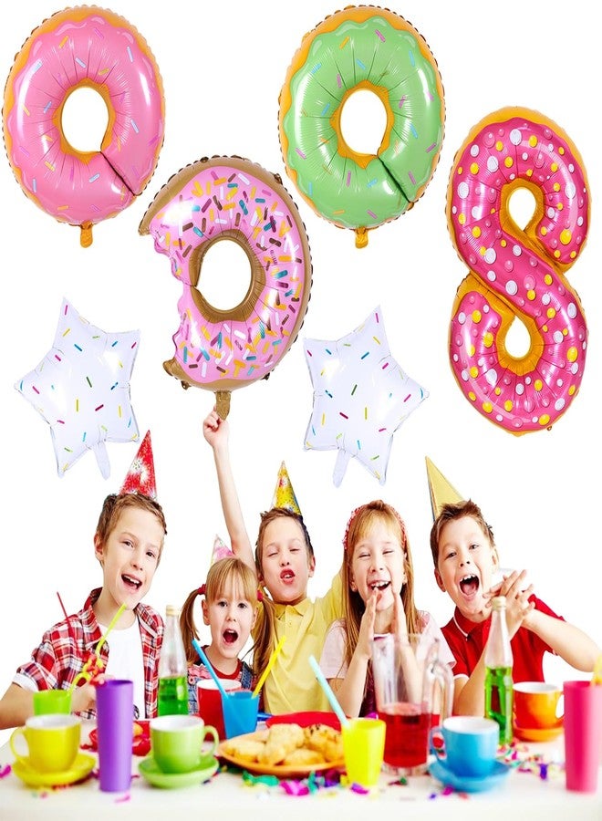 Weenkeey 8th Donut Birthday Balloons Giant Doughnut Aluminum Foil Balloon Number 8 Mylar Balloon for Donut Theme Party Supplies Girls Birthday Decor - Image 3