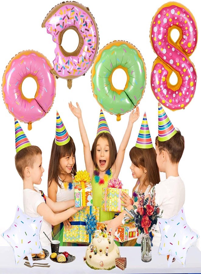 Weenkeey 8th Donut Birthday Balloons Giant Doughnut Aluminum Foil Balloon Number 8 Mylar Balloon for Donut Theme Party Supplies Girls Birthday Decor - Image 5