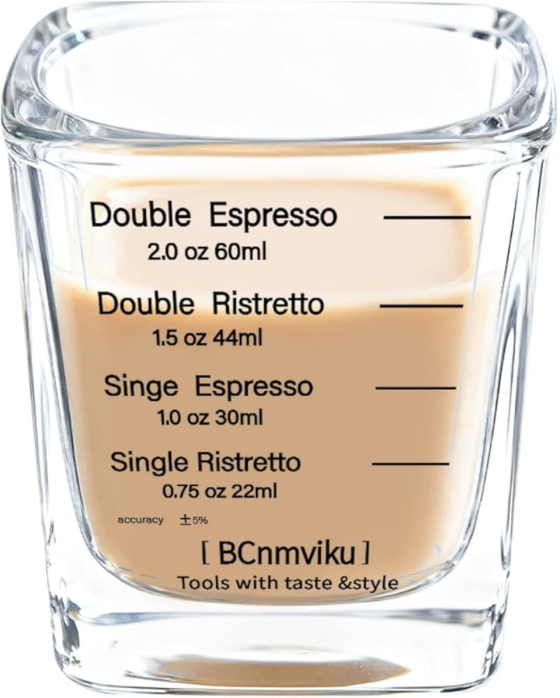 BCnmviku Espresso Shot Glass Liquid Heavy Sturdy Glass Shot Glasses Measuring cup Wine Glass 1 Pack 2oz/60ml (Sturdy 1Pack)