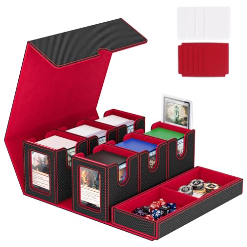 Gomyrod Card Deck Box for MTG with Commander Display 7 In 1 Card Storage Box Fits 600 Doublesleeved Cards Removable MTG Deck Case Fit for TCGSportsBaseball Cards with Dice Tray - Image 1