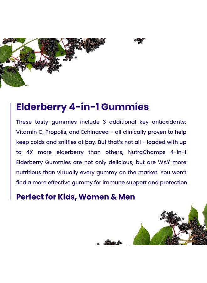 NutraChamps NutraChamps Elderberry Gummies with Vitamin C, Propolis & Echinacea - Immune System Support Gummy Vitamins for Adults & Kids - Max Strength 200mg Sambucus Antioxidant - Image 5