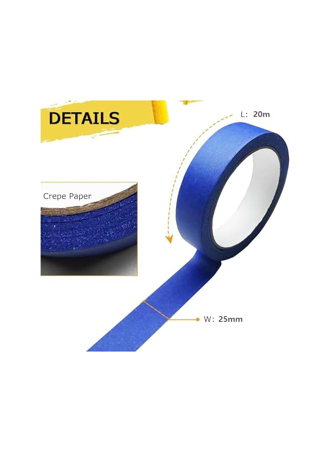 PROMASS promass Painters Masking Tape, 10 Rolls 25mmx20m Blue Painters Tape, Bulk Masking Tape, Decorating Paint Tape, Safe Paint Paper Tape for Wall Painting Decoration Supplies Automotive Home  - Image 5