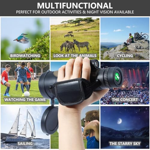 Fotocart 10-30x50 Monocular with Smartphone Adapter & Tripod, Low Night Vision Waterproof Monocular for Adult Birding Hiking Concert Travel - Image 4