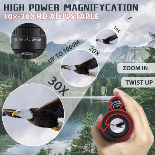 Fotocart 10-30x50 Monocular with Smartphone Adapter & Tripod, Low Night Vision Waterproof Monocular for Adult Birding Hiking Concert Travel - Image 3