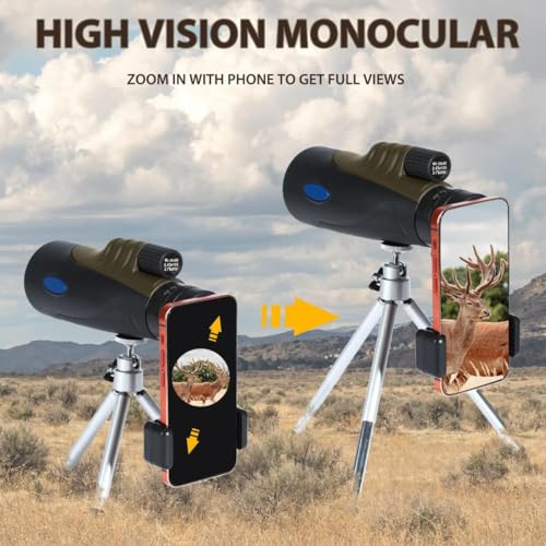 Fotocart 10-30x50 Monocular with Smartphone Adapter & Tripod, Low Night Vision Waterproof Monocular for Adult Birding Hiking Concert Travel - Image 2