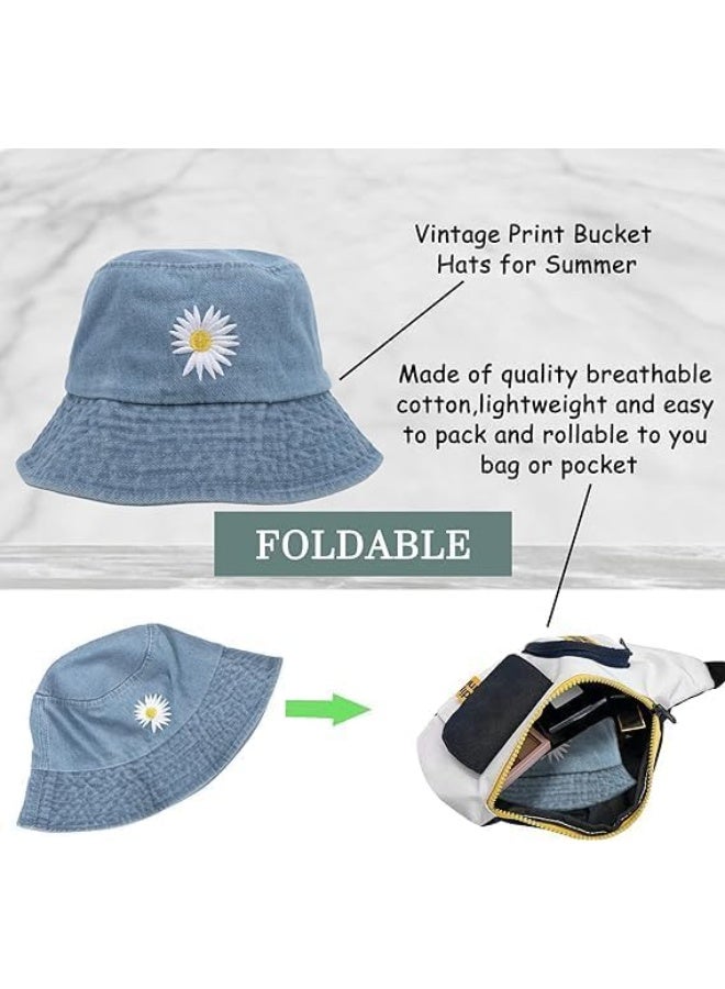 Women Bucket Hats - Print Bucket Hat, Summer Fisherman Hat, Cotton Reversible Sun Hat, Beach Hat for Women Men Teens - Image 2