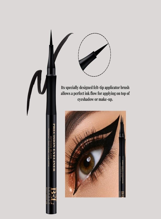 BL BEL London Waterproof Precision Eyeliner - Intense Black With Excess Oil Absorption, Classy Matte Finish And Easy Felt Tip Applicator Brush - Black Eyeliner Pencil- Professional Results - Image 4