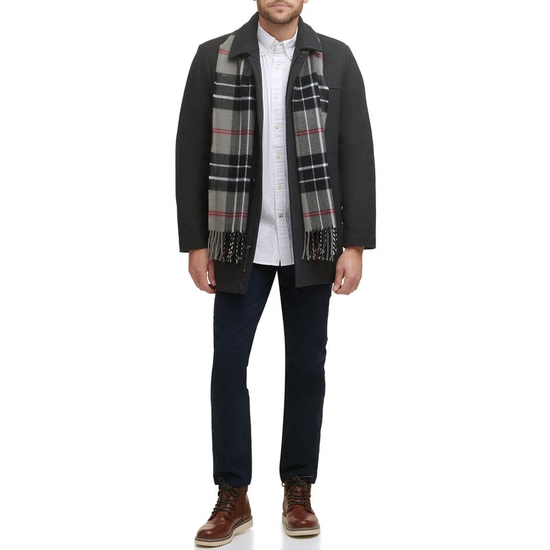 Dockers Men's Weston Wool Blend Coat with Scarf (Regular and Big & Tall), Charcoal/Light Grey Scarf, 3X-Large Regular - Image 5