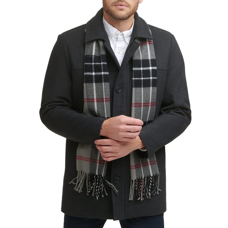 Dockers Men's Weston Wool Blend Coat with Scarf (Regular and Big & Tall), Charcoal/Light Grey Scarf, 3X-Large Regular - Image 1