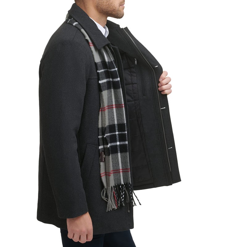Dockers Men's Weston Wool Blend Coat with Scarf (Regular and Big & Tall), Charcoal/Light Grey Scarf, 3X-Large Regular - Image 3