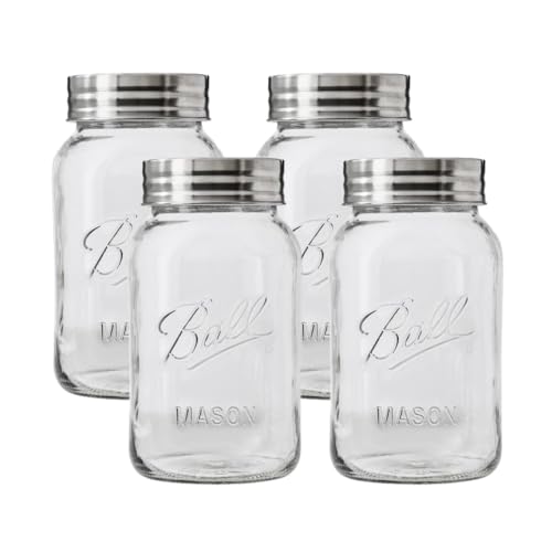 Ball Regular Mouth Glass Mason Jars with Lids and Bands, Used for Canning (Quart, 32 Ounce (Pack of 4)) - Image 1