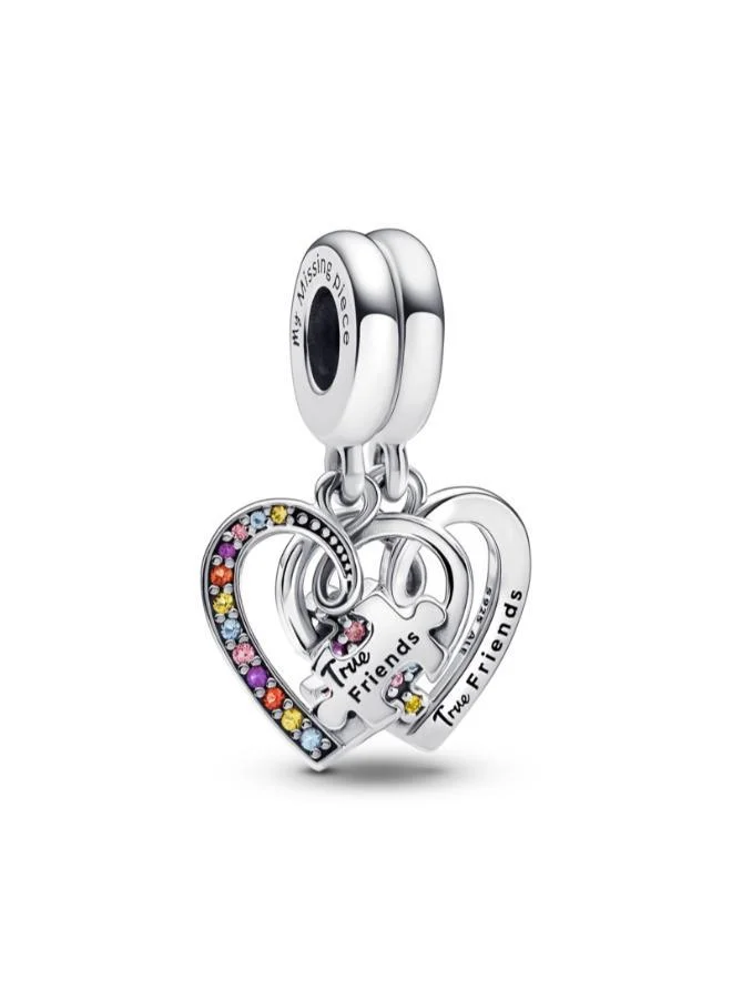 PANDORA Puzzle Piece Hearts Splittable Friendship Dangle Charm