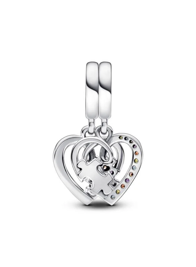 PANDORA Puzzle Piece Hearts Splittable Friendship Dangle Charm