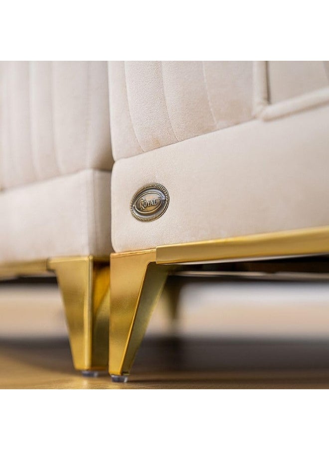 Comfynest - Comfynest The Giselle 3 Seater Sofa Luxurious Design With Premium Fabric Best For Living Room | For Hotel | Metal Base 90X220X88Cm White - Image 1