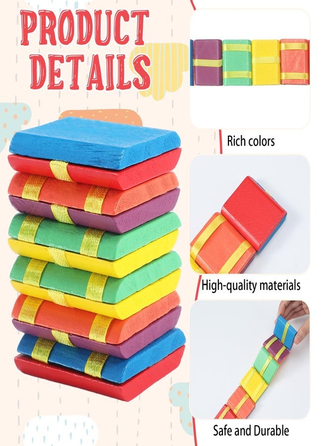 Junkin 6 Pcs Wooden Jacob's Ladder Colorful Jacob's Ladder Fidget Toys Puzzle Games & Mind Teasers for Filling Gifts Party Favor Learning Rewards, 9.7 x 1.8 Inches - Image 3