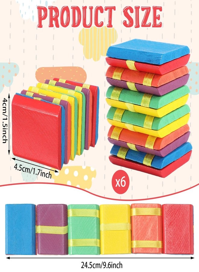 Junkin 6 Pcs Wooden Jacob's Ladder Colorful Jacob's Ladder Fidget Toys Puzzle Games & Mind Teasers for Filling Gifts Party Favor Learning Rewards, 9.7 x 1.8 Inches - Image 2
