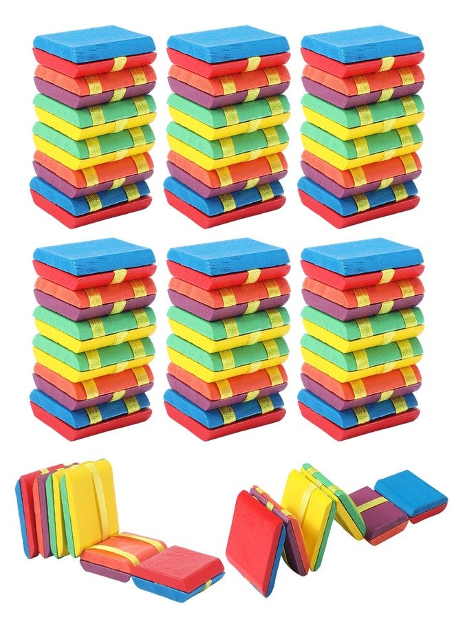 Junkin 6 Pcs Wooden Jacob's Ladder Colorful Jacob's Ladder Fidget Toys Puzzle Games & Mind Teasers for Filling Gifts Party Favor Learning Rewards, 9.7 x 1.8 Inches - Image 1