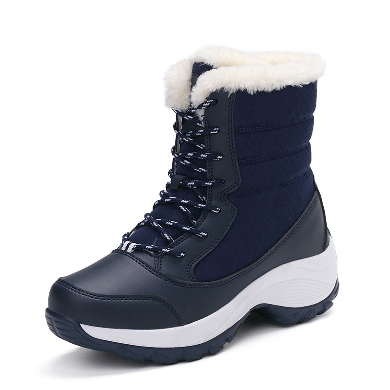Foreign trade winter fleece-lined snow boots women''s mid-barrel Martin boots outdoor waterproof non-slip mid-barrel high-top cotton shoes - Image 1