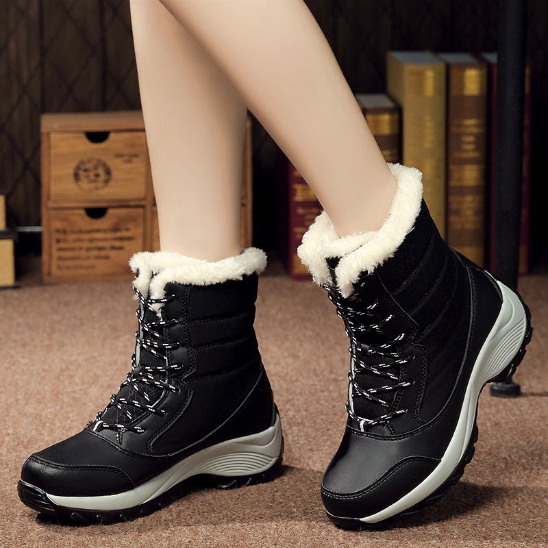 Foreign trade winter fleece-lined snow boots women''s mid-barrel Martin boots outdoor waterproof non-slip mid-barrel high-top cotton shoes - Image 5
