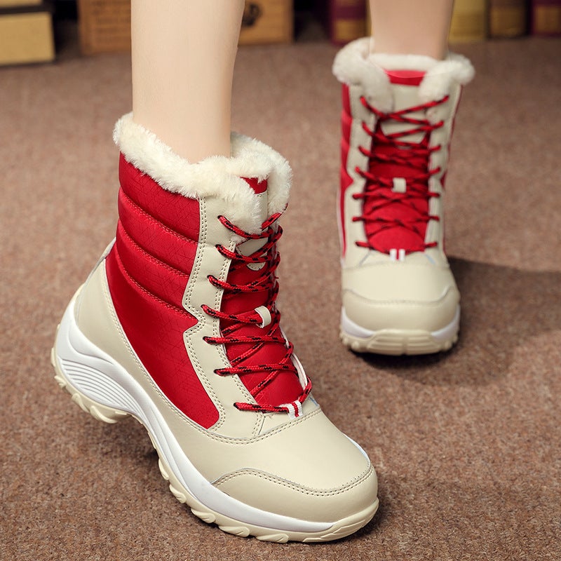 Foreign trade winter fleece-lined snow boots women''s mid-barrel Martin boots outdoor waterproof non-slip mid-barrel high-top cotton shoes - Image 4
