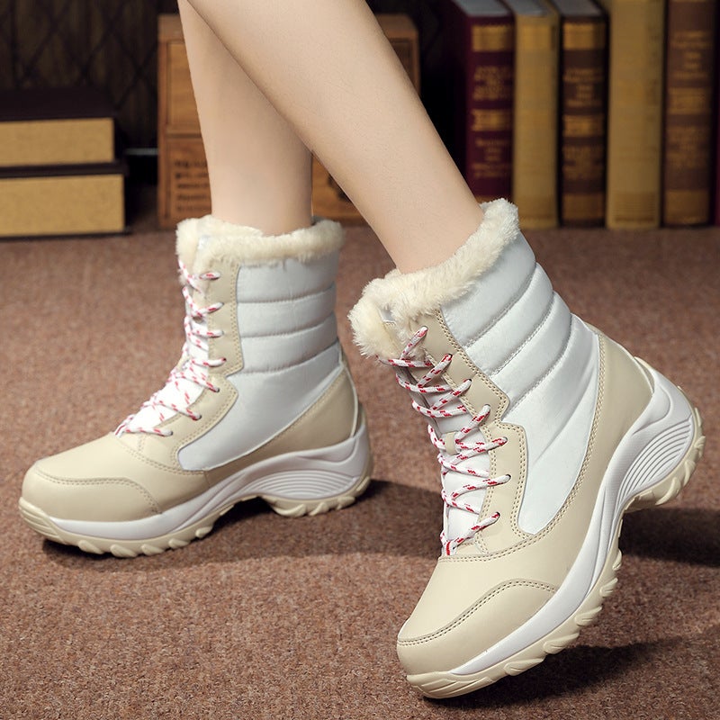 Foreign trade winter fleece-lined snow boots women''s mid-barrel Martin boots outdoor waterproof non-slip mid-barrel high-top cotton shoes - Image 3
