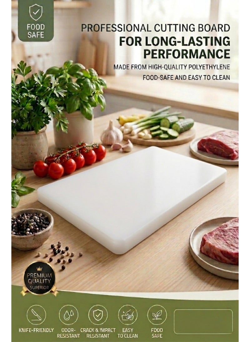 Heavy Duty Cutting Board – Odor Resistant, Food Safe, Professional Kitchen Board – White - Image 3