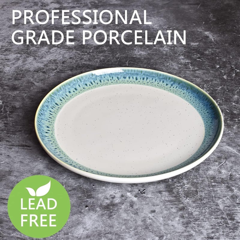 Bosmarlin Stoneware Dinner Plates 105 inches Set of 4 for Salad Pasta Dessert Microwave and Dishwasher Safe 105 in Turquoise Green - Image 3