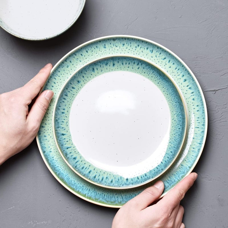 Bosmarlin Stoneware Dinner Plates 105 inches Set of 4 for Salad Pasta Dessert Microwave and Dishwasher Safe 105 in Turquoise Green - Image 4