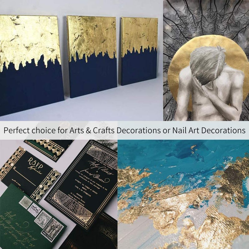 A.K GOLD LEAF 200 Sheets 8x8cm Gold,Silver Leaf Sheets Foil Paper for Gilding Crafting DIY Arts Project Crafting Decoration Makeup Spa Art Craft Work (Gold+Silver) - Image 2