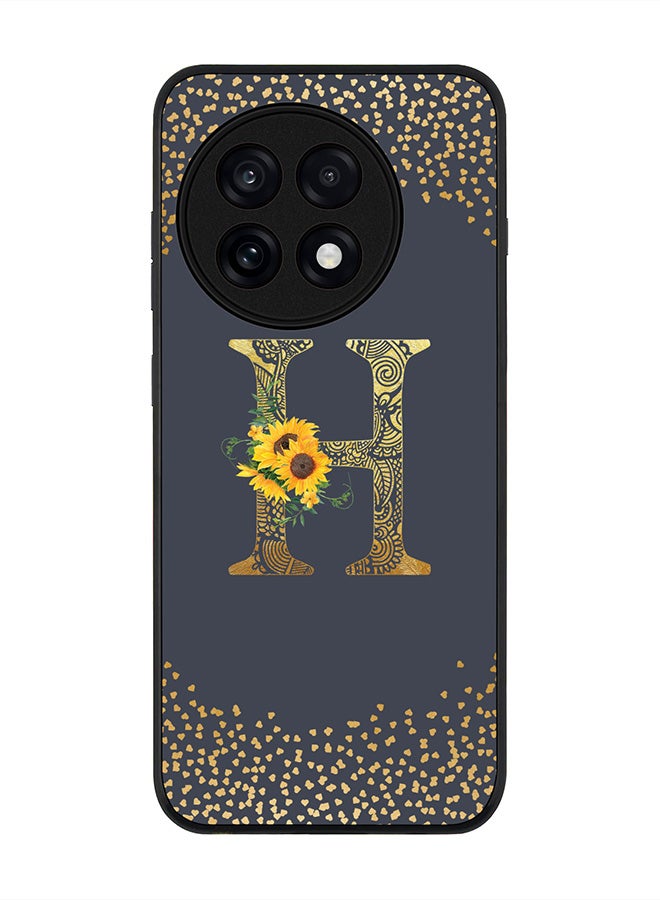 Stylizedd For OnePlus 13R / Ace 5 Pro Case,Slim fit Camera Protection, Shockproof Thin Phone cover  - Custom Floral Monogram - H  (Grey )