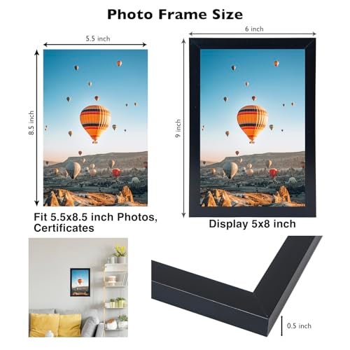 JCJMY 55x85 Picture Frame Set of 3 Black for Wall Hanging or Tabletop Wall Mounting Horizontally or Vertically 55 x 85 Wall Photo Frame with Shatter Resistant Plexiglass 3 Pack Black - Image 3