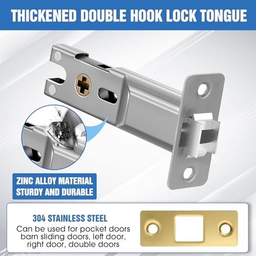Eegoowa Pocket Door Locks, Edge pulls, Hidden Handles, Pocket Door Locks with Keys, Pocket Door Hardware, Sliding Door Hardware, for Doors 1 5/13" to 2 2/8" Thick (Golden, Key Type) - Image 5