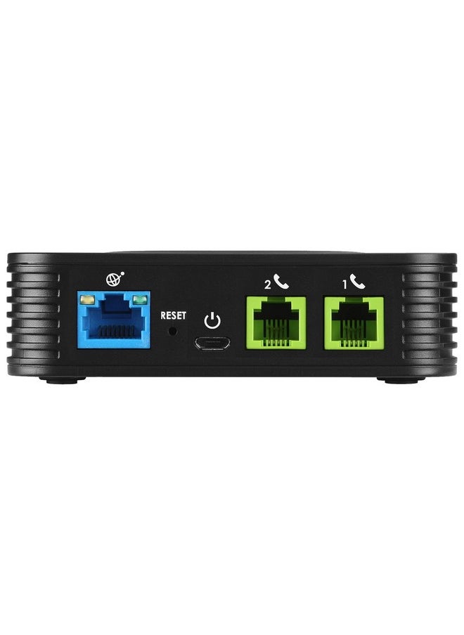 Grandstream محول هاتف تناظري بمنفذين Gs Ht802، هاتف وجهاز VoIP باللون الأسود  - Image 2