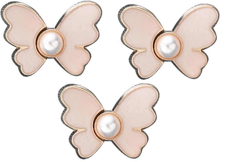 Zebroc Adjustable Buttons for Loose Jeans Pant Tightener Clip, Detachable Waist Buckles for Loose Jeans Jeans Fitting Clips for Women, No Sew and No Tools Detachable Decorative Waist Buckle, Buttons for Jeans (Gold, White Butterfly Pack Of 3) - Image 1