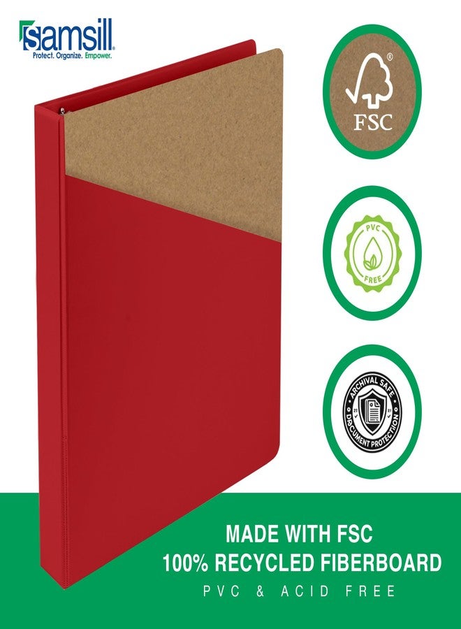 سامسيل مجلد سامسيل ذو 3 حلقات مقاس 0.5 بوصة، صنع في الولايات المتحدة الأمريكية، حلقات دائرية اقتصادية، غطاء شفاف، سعة 100 ورقة - للمدرسة والمنزل والمكتب - أحمر - Image 5
