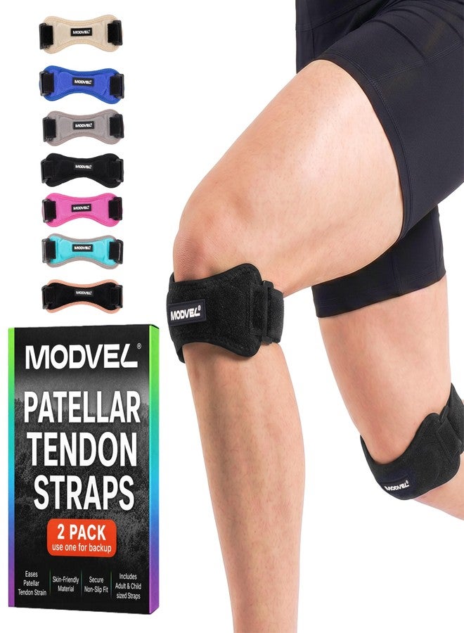 MODVEL 2 Pack Knee Strap Patellar Tendon Support Strap, Knee Brace for Women Men Kids, Adjustable Knee Strap for Pain Relief, Running Gear, Hiking Gear, Gym Straps, Patella Band for Sports, Tendonitis - Image 1