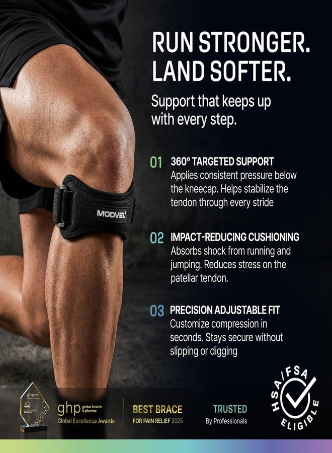 MODVEL 2 Pack Knee Strap Patellar Tendon Support Strap, Knee Brace for Women Men Kids, Adjustable Knee Strap for Pain Relief, Running Gear, Hiking Gear, Gym Straps, Patella Band for Sports, Tendonitis - Image 3