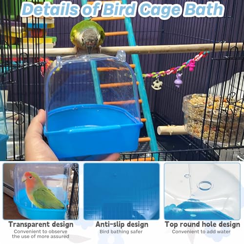 kathson Bird Cage Bath Parakeet Bathing Tube for Budgie Conure Parakeet Finch Canary Cockatiel Parrot Lovebird (Random Color) - Image 3