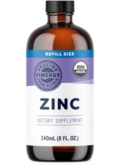 Vimergy Vimergy Liquid Zinc Refill – Fast-Absorbing Immune Support* – Promotes Healthy Bones & Skin – USDA Certified Organic, Vegan, Non-GMO – 240 Servings (240 mL)  - Image 1