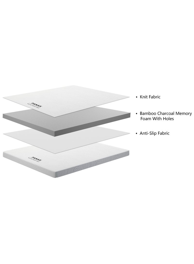 Panax 3 Inch Bamboo Charcoal Memory Foam Mattress Topper With Cover TWIN (90x190CM) - Image 5