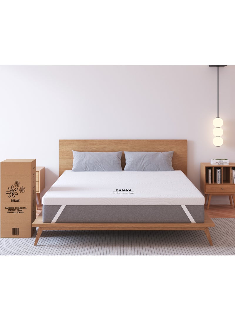 Panax 3 Inch Bamboo Charcoal Memory Foam Mattress Topper With Cover TWIN (90x190CM) - Image 1