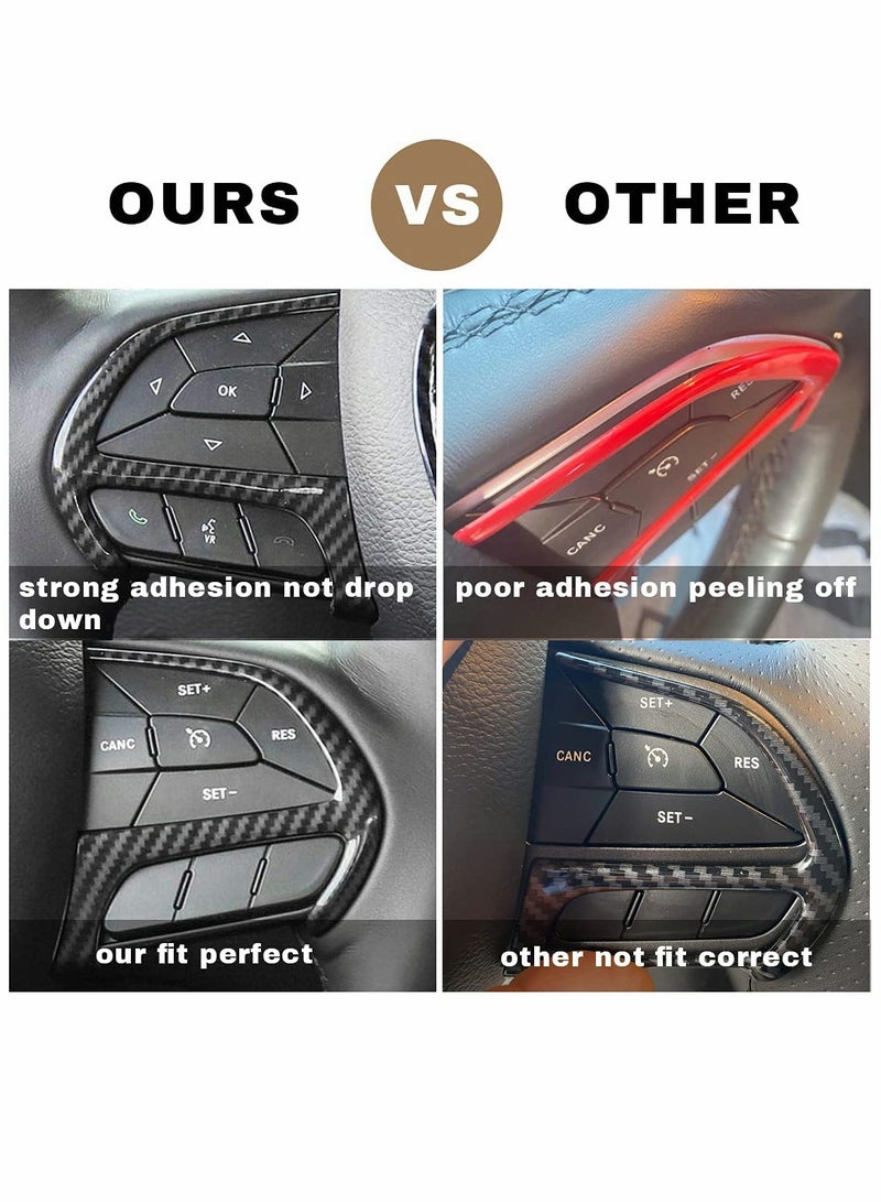 SYOSI Carbon Fiber Steering Wheel Cover Trim Interior Accessories, KASTWAVE for Dodge Charger Challenger / Dodge Durango / Jeep Grand Cherokee SRT8 4 Pcs(Black) - Image 5