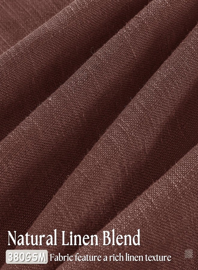 TWODRAPES Brick Brown Pinch Pleated Linen Curtains 90 Inches Long for Living Room Bedroom 2 Panels Light Filtering Pinch Pleat Hooks Rings Back Tab Red Chestnut Country Farmhouse 90 Inch Window Curtain Drapes - Image 3