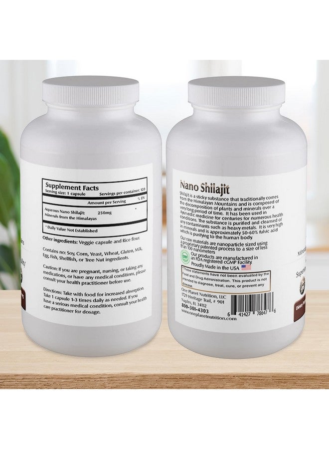 One Planet Nutrition Nano Shilajit 250 mg Veggie Capsules (120 Servings), 40-60% Fulvic Acid, Nano for Enhanced Absorption, Rich in Minerals, Non-GMO, Vegan, Gluten Free - Image 2