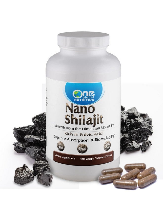 One Planet Nutrition Nano Shilajit 250 mg Veggie Capsules (120 Servings), 40-60% Fulvic Acid, Nano for Enhanced Absorption, Rich in Minerals, Non-GMO, Vegan, Gluten Free - Image 1