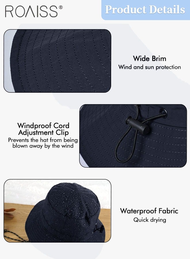 roaiss Sun Hat for Men Women Wide Brim UPF 50+ Fishing & Bucket Hat Waterproof Foldable Beach Sun Hat for Hiking Camping Safari - Image 5