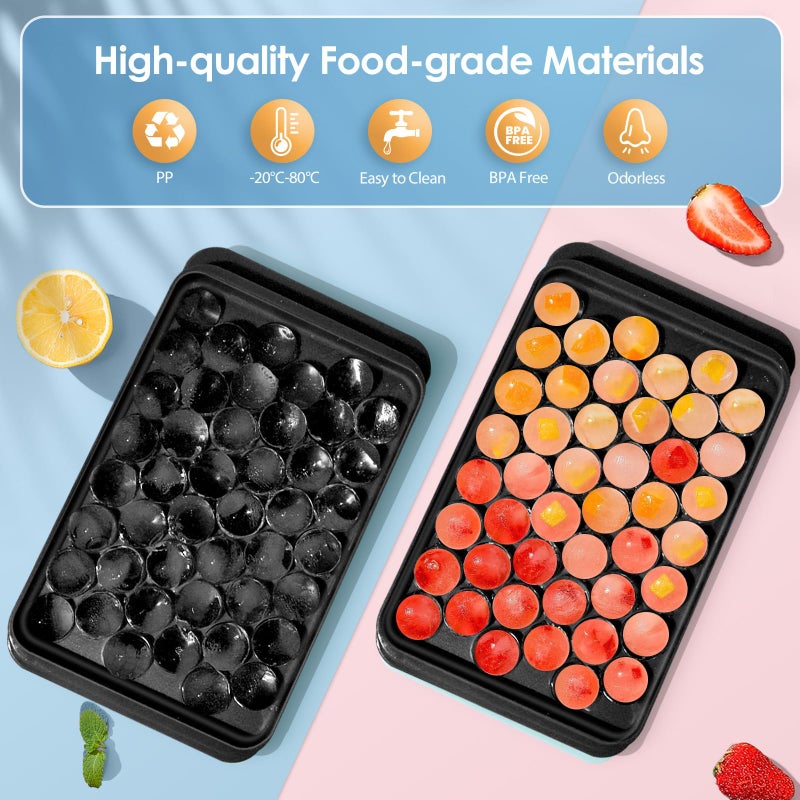 WIBIMEN Ice Cube Tray with Lid and Bin - Round Ice Trays for Freezer with Lid - Ice Cube Trays for Freezer with Ice Container (0.8"-2PACK Black) - Image 3