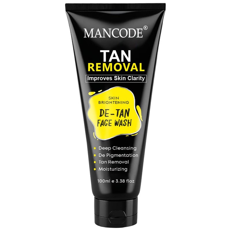 MAN CODE Mancode DeTan Face Wash  Deep Cleansing  Moisturizing  Improves Skin Clarity  DeTan Face Wash for Men  Women  100ml - Image 1