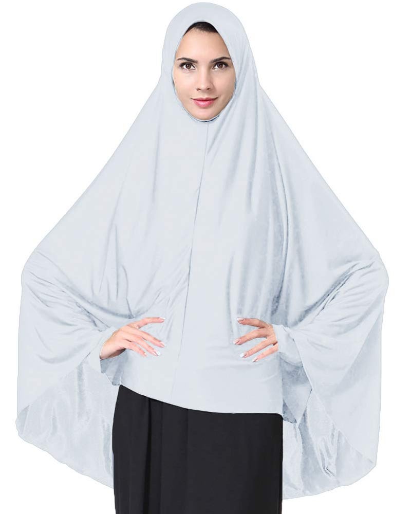 Ababalaya Women's Elegant Modest Muslim Islamic Ramadan Soft Lightweight Jersey Hijab Long Scarf, White, M - Image 1