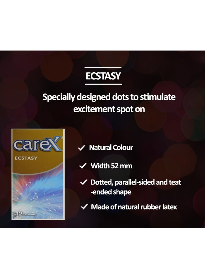 careX Ecstasy Condoms | Specially Designed Dots To Stimulate Excitement Spot On | 12 Count - Image 5